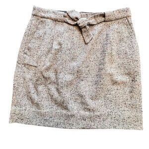 J Crew Bow Tie Detail Flannel Mini Skirt Heather Donegal Gray Sz 4 Office Preppy